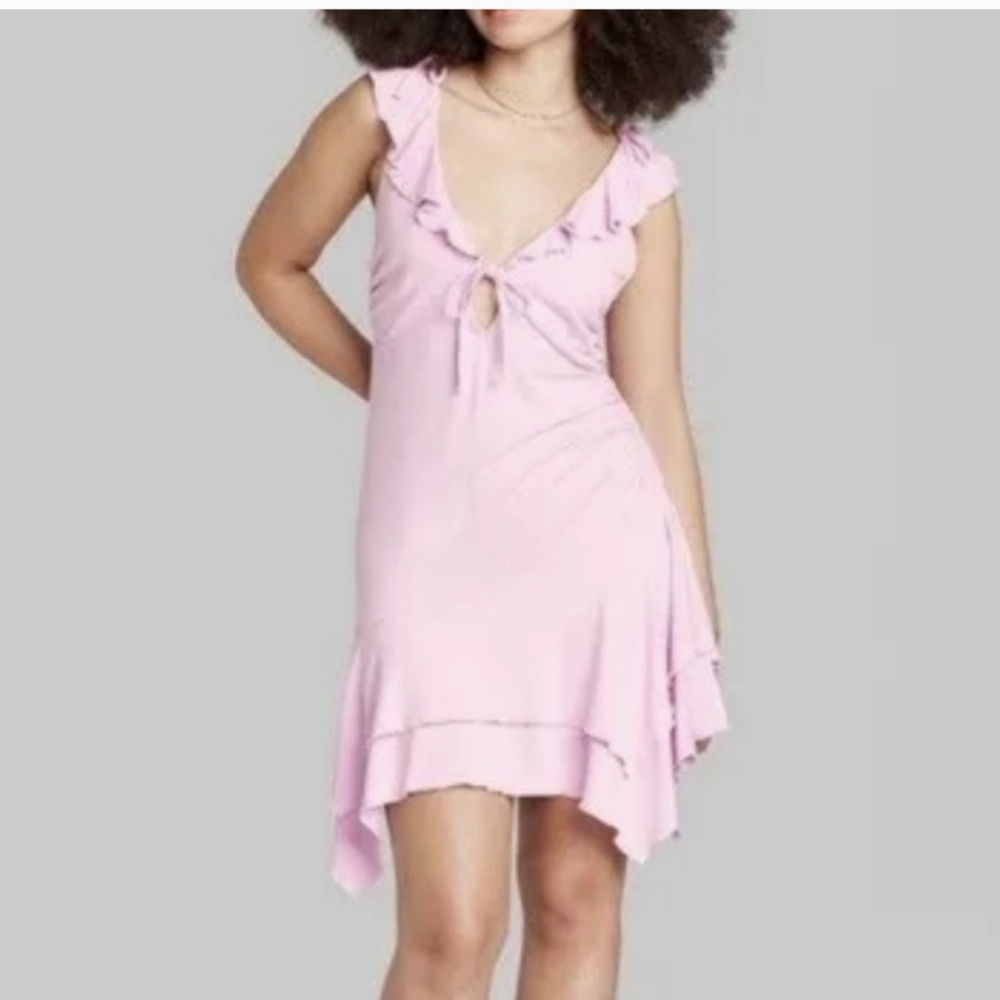 Wild Fable Pink Ruffle Dress (Size: Medium)